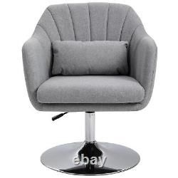 Chaise pivotante tubulaire rétro élégante HOMCOM en lin avec cadre en acier et siège rembourré gris clair