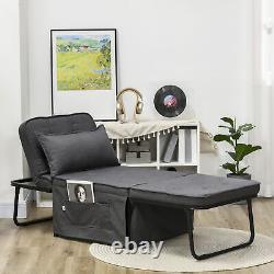 Chaise pliante lit tissu chaise lit avec dossier réglable oreiller gris