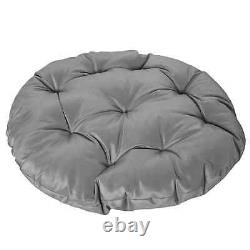 Chaise style saucer en rotin avec coussin rembourré pour jardin, patio, salon, siège pivotant, gris