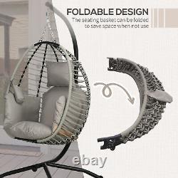 Chaise suspendue Outsunny avec coussin épais, chaise suspendue de patio, gris