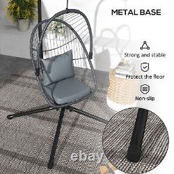 Chaise suspendue en PE Outsunny avec coussin, chaise suspendue de patio, gris