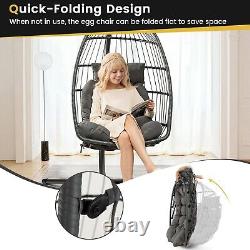 Chaise suspendue en forme d'œuf, balançoire en forme d'œuf avec coussin de tête et coussin de siège large.