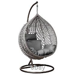 Chaise suspendue grise en œuf, chaises de jardin balançoire, hamac en rotin extérieur/intérieur pour patio.