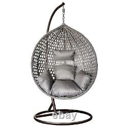Chaise suspendue grise en œuf, chaises de jardin balançoire, hamac en rotin extérieur/intérieur pour patio.