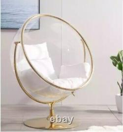 Chaise œuf à bulles avec support de sol à accents dorés (coussin gris)