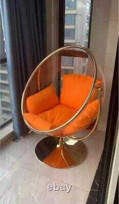 Chaise œuf à bulles avec support de sol à accents dorés (coussin gris)