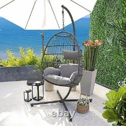 Chaise œuf suspendue en rotin Azura pour jardin, patio, balançoire avec coussins