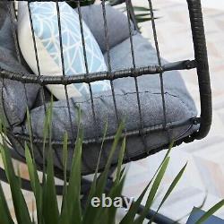 Chaise œuf suspendue en rotin Azura pour jardin, patio, balançoire avec coussins