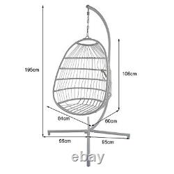 Chaise œuf suspendue en rotin Azura pour jardin, patio, balançoire avec coussins