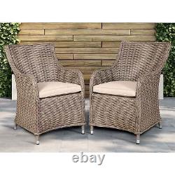 Chaises de jardin avec coussins x 2, Chester Rattan Osier Marron