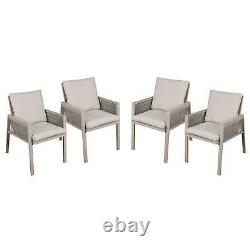 Chaises de jardin et coussins de repas, ensemble de 4, gris clair Fusion