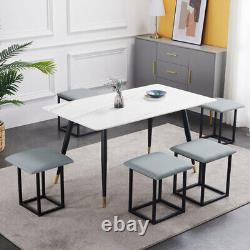 Chaises de salle à manger 5 EN 1 en simili cuir avec coussins rembourrés en PU et pieds en métal pour restaurant