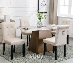 Chaises de salle à manger en velours gris beige bleu - Lot de 2/4/6 chaises avec dossier à heurtoir