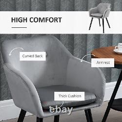Chaises de salle à manger modernes avec accoudoirs et siège en tissu rembourré HOMCOM, ensemble de 2, gris