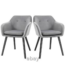 Chaises de salle à manger modernes avec accoudoirs et siège en tissu rembourré HOMCOM, ensemble de 2, gris