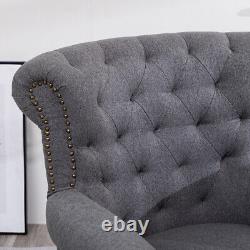 Chesterfield Wing Dossier Chaise Tissu Tufted Button Fireside Fauteuil Lounge Canapé