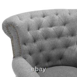 Chesterfield Wing Dossier Chaise Tissu Tufted Button Fireside Fauteuil Lounge Canapé