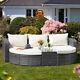 Cinq Section Rattan Daybed Garden Outdoor Patio Furniture Set Table Chair Lounge