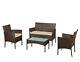Conservatoire 4 Pièce Extérieur Rattan Sofa Garden Furniture Patio Set Table Chairs