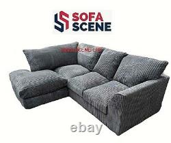 Cordon Jumbo High Back Cushions Corner Canapé Suite Set Footstool 3 2 Seater Grey Uk