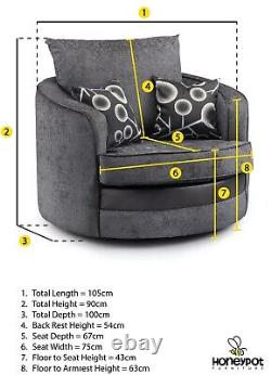 Corner Canapé Set 2 3 Seater Canapé Pour Black Grey Honeypot Shannon