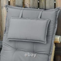 Coussins de chaise de jardin en polyester gris foncé 120x50cm, ensemble de 2, avec liens