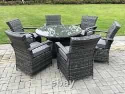 Dark Grey MIX Rattan Garden Meubles Ensembles De Salle À Manger Patio Extérieur