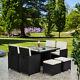 Deluxe 9 Pièce 8 Seater Rattan Cube Dining Table Garden Furniture Patio Set