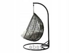 Double Rattan Swing Patio Garden Tissage Hanging Egg Chair Cocoon Orta Grey