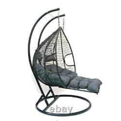 Double Suspension Rattan Swing Egg Chaise Swing Garden Coussin Repose-pieds Raincover