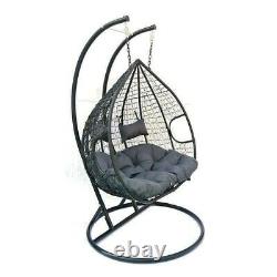 Double Suspension Rattan Swing Egg Chaise Swing Garden Coussin Repose-pieds Raincover