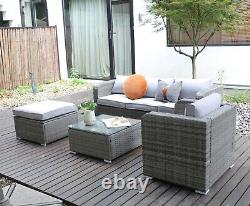 Ecosunny Rattan Garden Meubles 5 Seater Canapé Ensemble Avec Table De Café Et Couverture