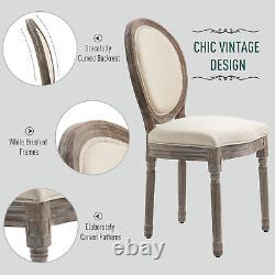 Ensemble de 2 chaises de salle à manger élégantes de style français HOMCOM avec cadre en bois, siège en mousse, crème