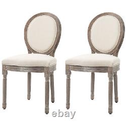 Ensemble de 2 chaises de salle à manger élégantes de style français HOMCOM avec cadre en bois, siège en mousse, crème