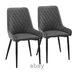 Ensemble de 2 chaises de salle à manger en simili cuir avec coussin rembourré en PU, pieds en métal pour restaurant