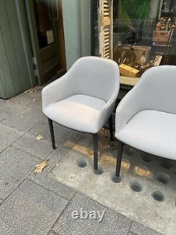 Ensemble de 3x chaises design Vitra Softshell Gris avec base Marron rembourrées