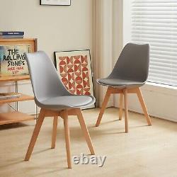 Ensemble de 4 chaises de salle à manger avec pieds en bois naturel et coussin rembourré - LIVRAISON GRATUITE AU ROYAUME-UNI