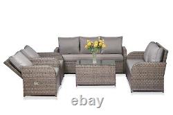 Ensemble de canapé en rotin gris pour patio extérieur, jardin, véranda, mobilier de salle à manger.