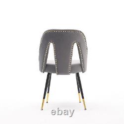 Ensemble de chaises de salle à manger en velours doux gris crème, lot de 2, 4 ou 6, avec pieds en métal - Chaises de cuisine