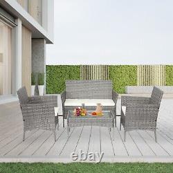 Ensemble de meubles de jardin Hortus Rattan 4 places avec table, canapé de salon pour patio extérieur.