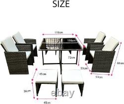 Ensemble de meubles de jardin en rotin 6141-B Chaises Canapé Table 8 places Patio extérieur