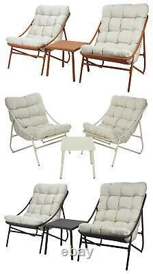 Ensemble de meubles de jardin pour patio et balcon avec coussins, 2 chaises et table