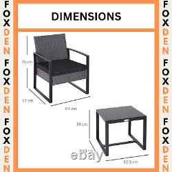 Ensemble de table de balcon en rotin pour 2 personnes avec coussin, mobilier d'extérieur gris