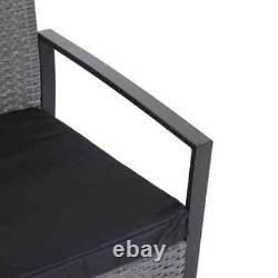 Ensemble de table de balcon en rotin pour 2 personnes avec coussin, mobilier d'extérieur gris