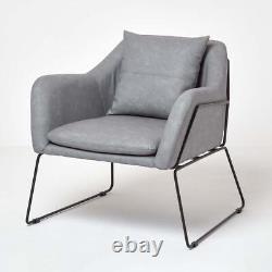 Fauteuil En Cuir Retro Solid Metal Frame & Matching Coussin Prp189,99 £