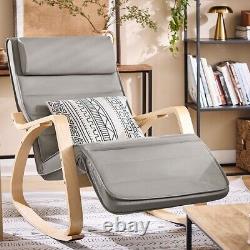 Fauteuil à bascule confortable SoBuy avec repose-pieds, coussin gris, FST16-DG, UK