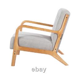 Fauteuil à dossier en bois massif Scandi, revêtement en tissu, fauteuil de salon avec siège rembourré