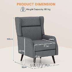 Fauteuil à haut dossier traditionnel à ailes pour une seule personne en gris