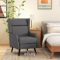 Fauteuil d'appoint à ailes rembourré en tissu avec coussin