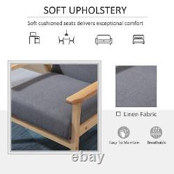 Fauteuil en lin gris 64cmx70cmx72cm Chaise d'appoint en bois de pin avec coussins épais couvre